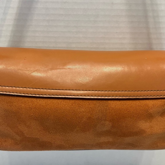 Montano New York - Simulated Leather Shoulder Bag Tan With Suede Insert - Picture 3 of 10